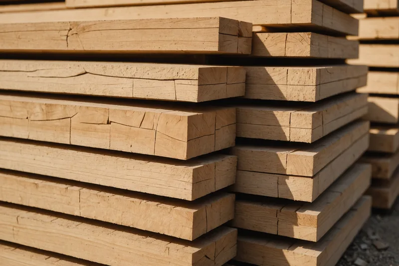 Lumber stacks in a supply yard