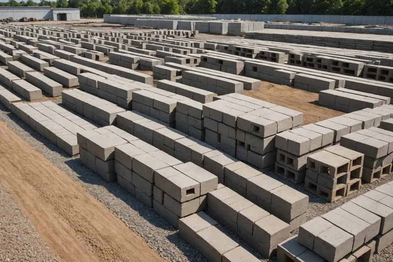 Building supply yard with lumber